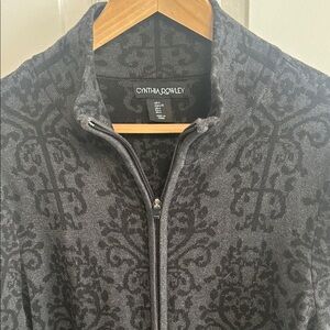 Cynthia Rowley Charcoal Patterned Zip Cardigan